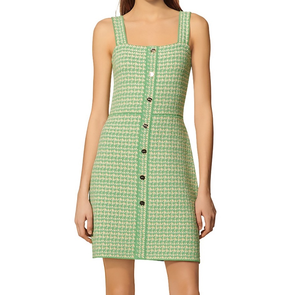 Sandro Green and Cream Knit Dress